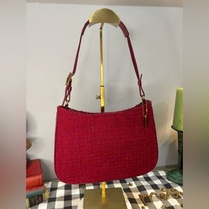 Coach Y2K Girlie Bouclé Red and Pink Tweed Shoulder Bag 2001 EUC